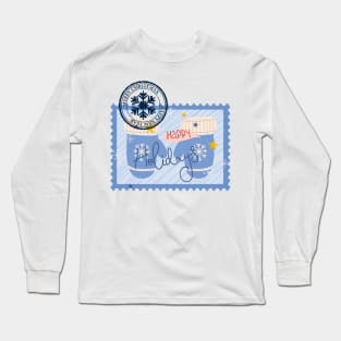 Vintage Stamp: Winter Gloves and Happy Holidays Long Sleeve T-Shirt